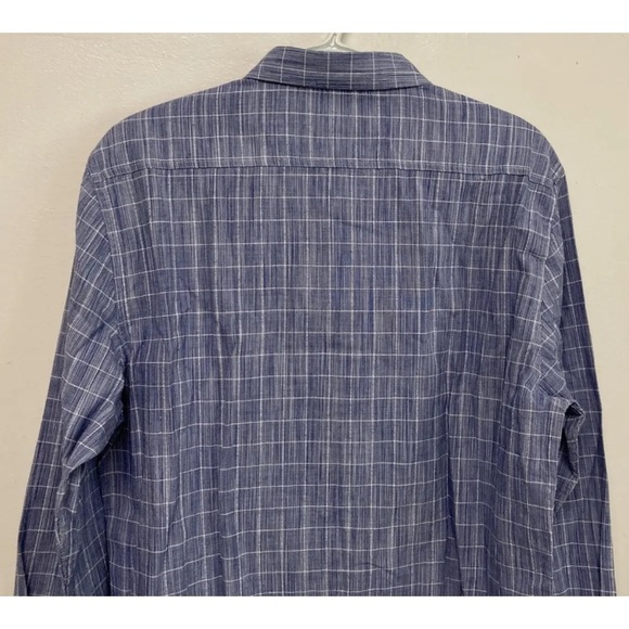 Flag & Anthem Mens Plaid Shirt Button Up Medium White Navy Blue Long Sleeve NWT - Picture 7 of 12